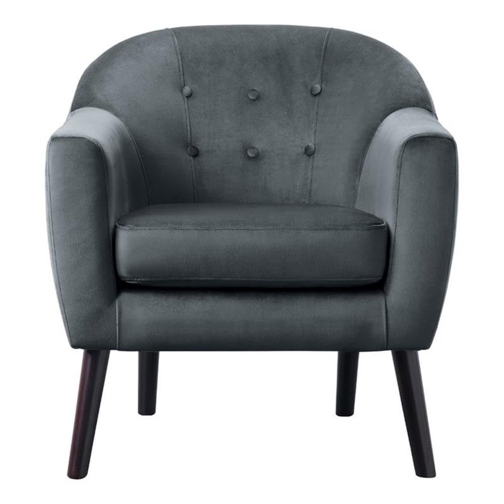 Velvet Upholstered Accent Chair in Gray