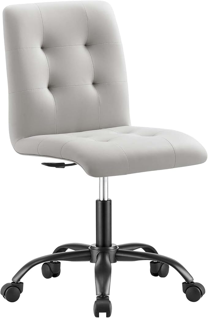 Prim Armless Vegan Leather Office Chair in Black White