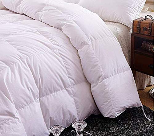 Luxurious Bedding Goose Down Filling Comforter, White (King(102x90inch))