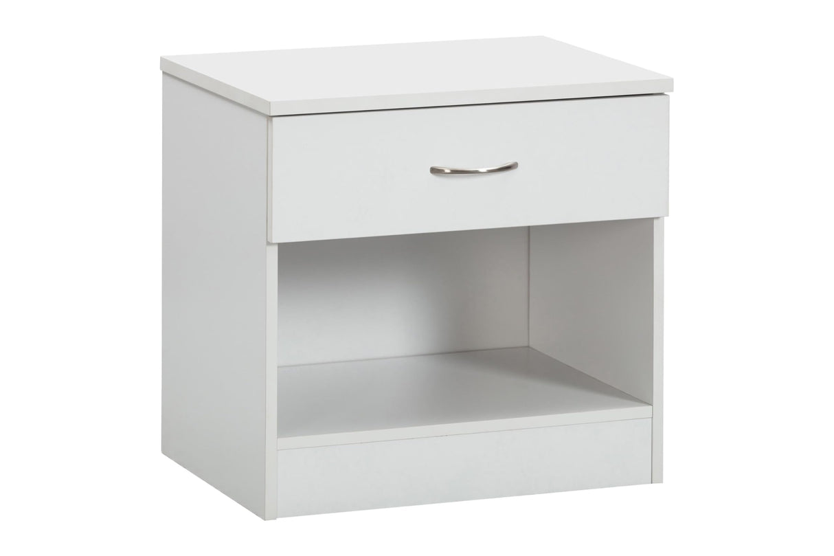 One Drawer Nightstand, Casual White Laminate
