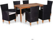 7 Piece Outdoor Dining Set Poly Rattan Black and Brown