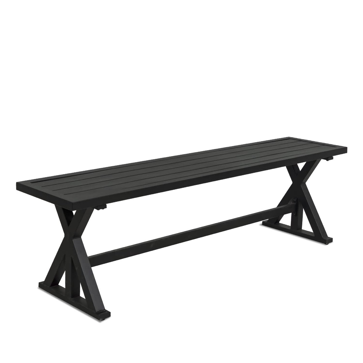 Outdoor Patio Bench Black, Garden Bench Outdoor Industrial Bench