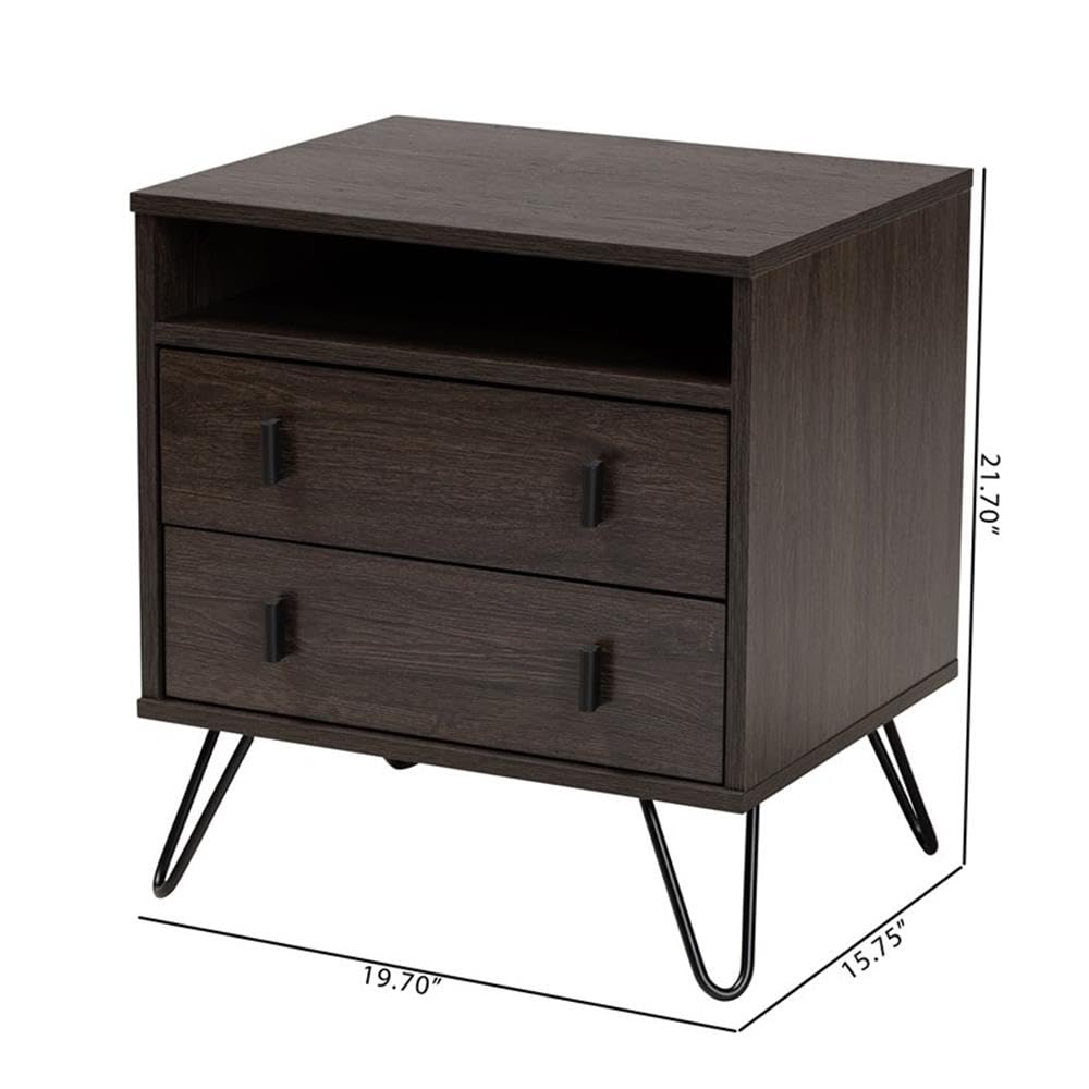 Rose Gold-Tone Finished Metal 2-Drawer Nightstand