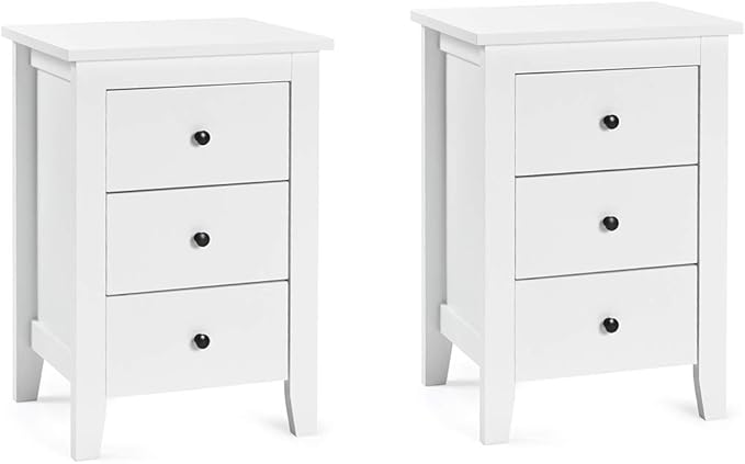 Nightstand with 3 Drawers Set of 2