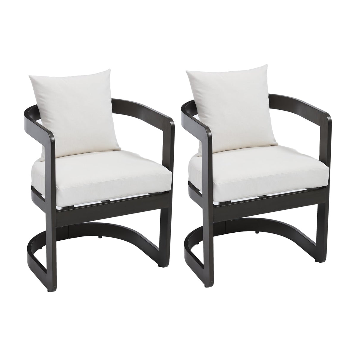 Patio Dining Chairs Set of 2, Modern Outdoor Dining Chairs with Cushions & Backrest