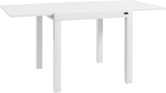 Expandable Aluminum Patio Dining Table - 35.5" to 70.75" Extendable Outdoor Table for 4-6 People