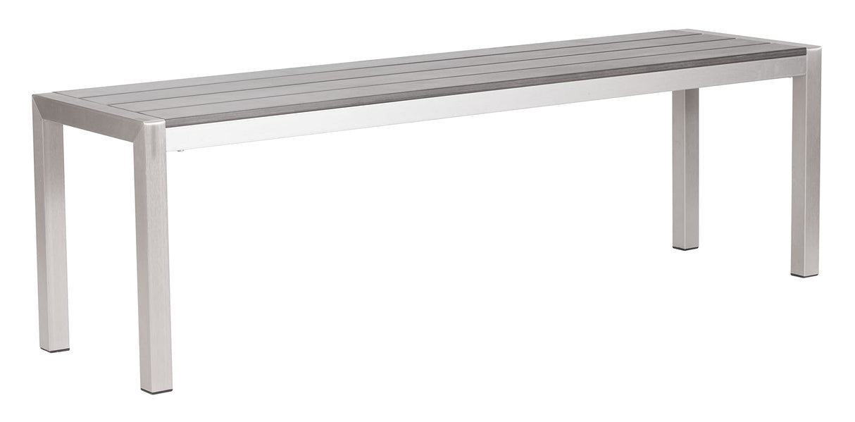 Outdoor Metropolitan Bench Chair, Brushed Aluminum