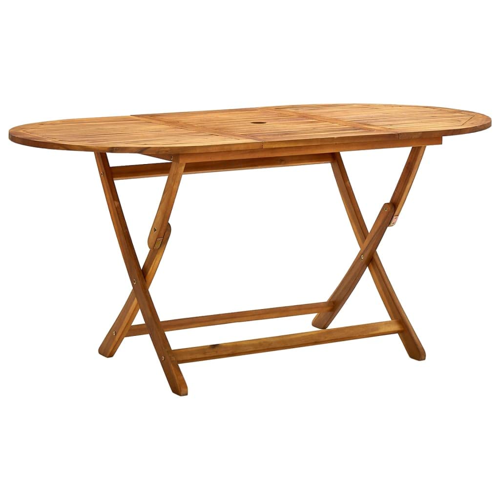 Folding Acacia Wood Patio Table - Weather-Resistant Outdoor Dining Furniture