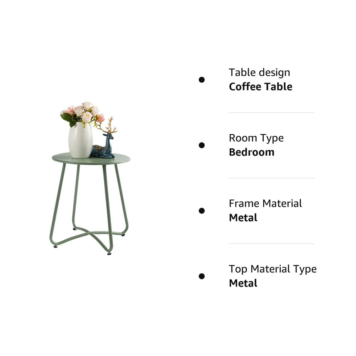 Small Round Patio Metal Side Snack Table