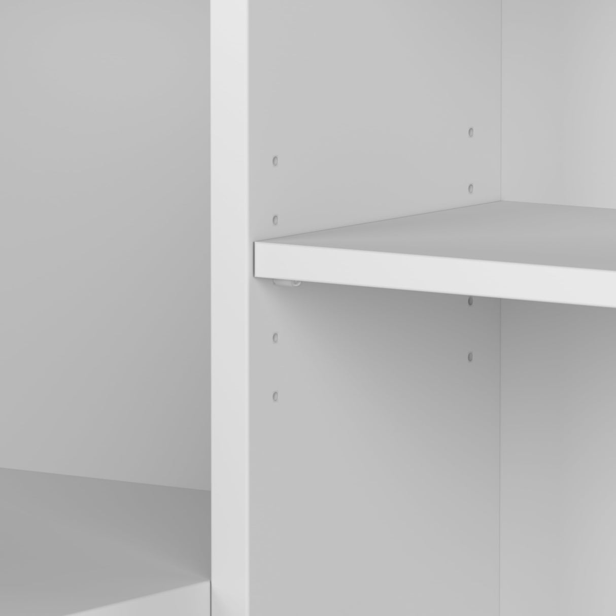 Studio 72W Reception Desk – White Finish with Storage Shelves