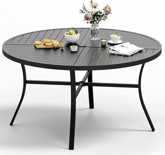 83" Patio Dining Table for 8,Large Rectangle Patio Table with Umbrella Holed