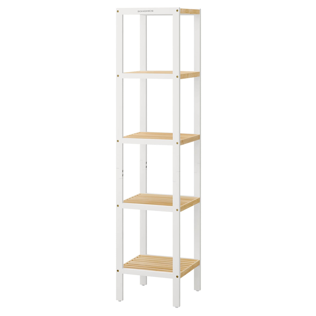 5-Tier Bamboo Bathroom Shelf, Narrow Shelving Unit