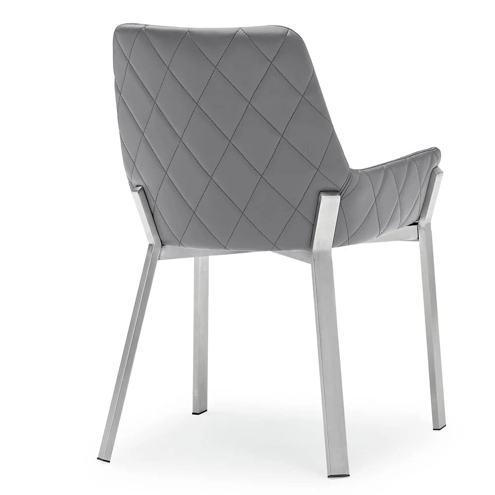 Sydney Gray Leatherette Dining Chair with Brushed Stainless Steel Legs