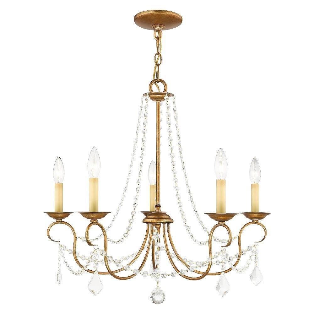 Lighting 6515-48 Pennington 5 Light Chandelier, Antique Gold Leaf