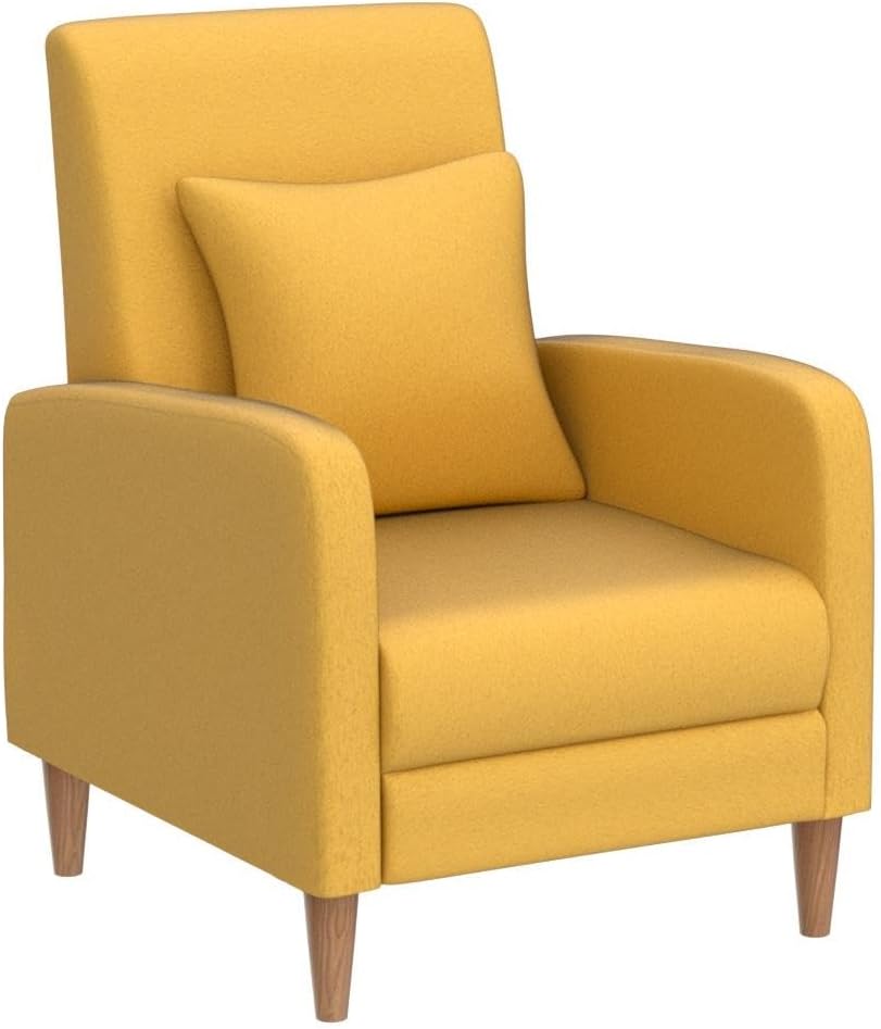 Modern Upholstered Accent Chair Armchair with Pillow, Fabric Reading Living Room