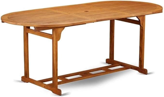 Oval Acacia Wood Patio Dining Table - 36x78 Inch Natural Oil Finish