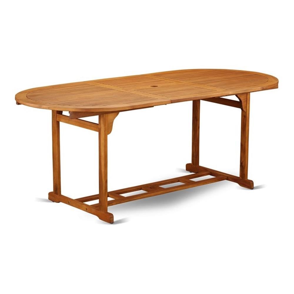Oval Acacia Wood Patio Dining Table - 36x78 Inch Natural Oil Finish