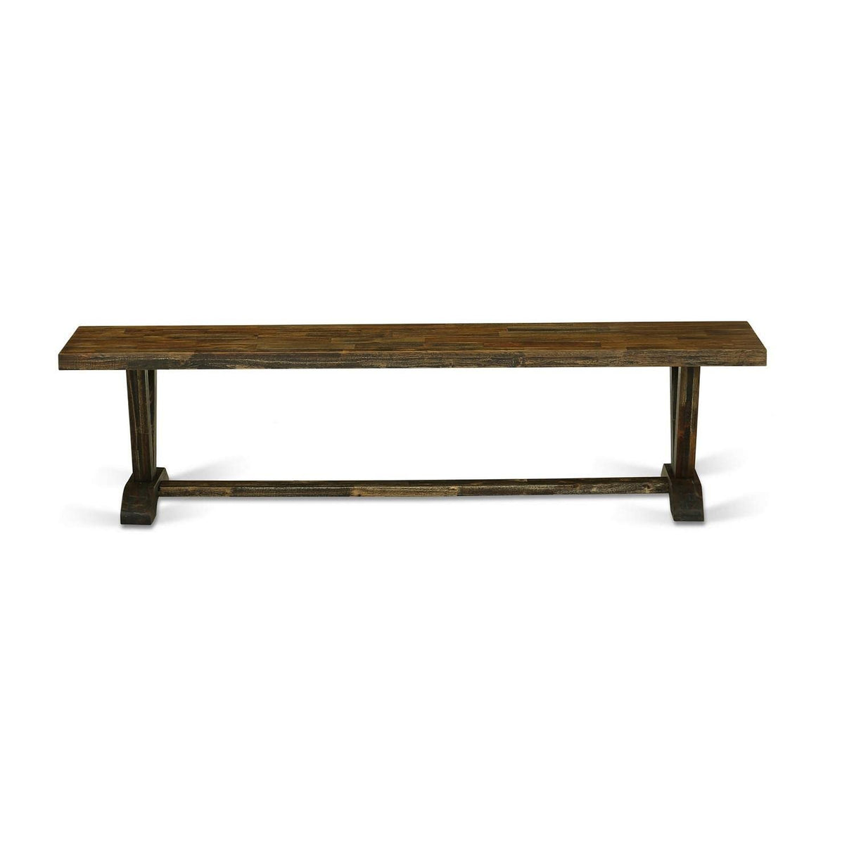 V-Style Dining Bench with Wooden Seat