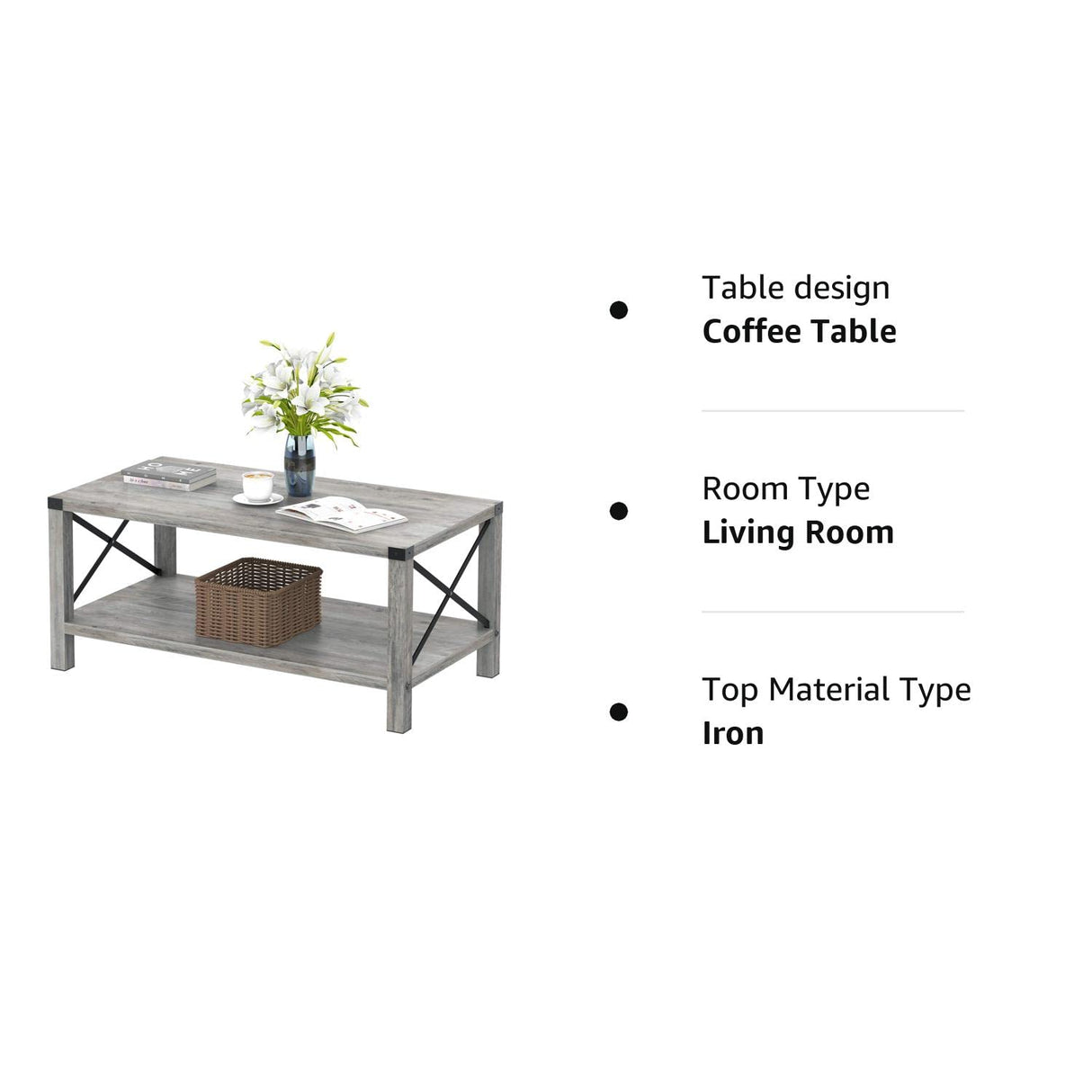 Rectangle Coffee Table 2-Tier Farmhouse Coffee Table