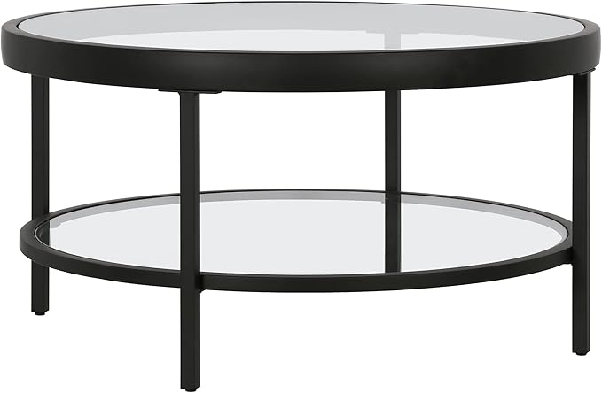 32" Wide Round Coffee Table in Blackened Bronze, Round Coffee Table for living room