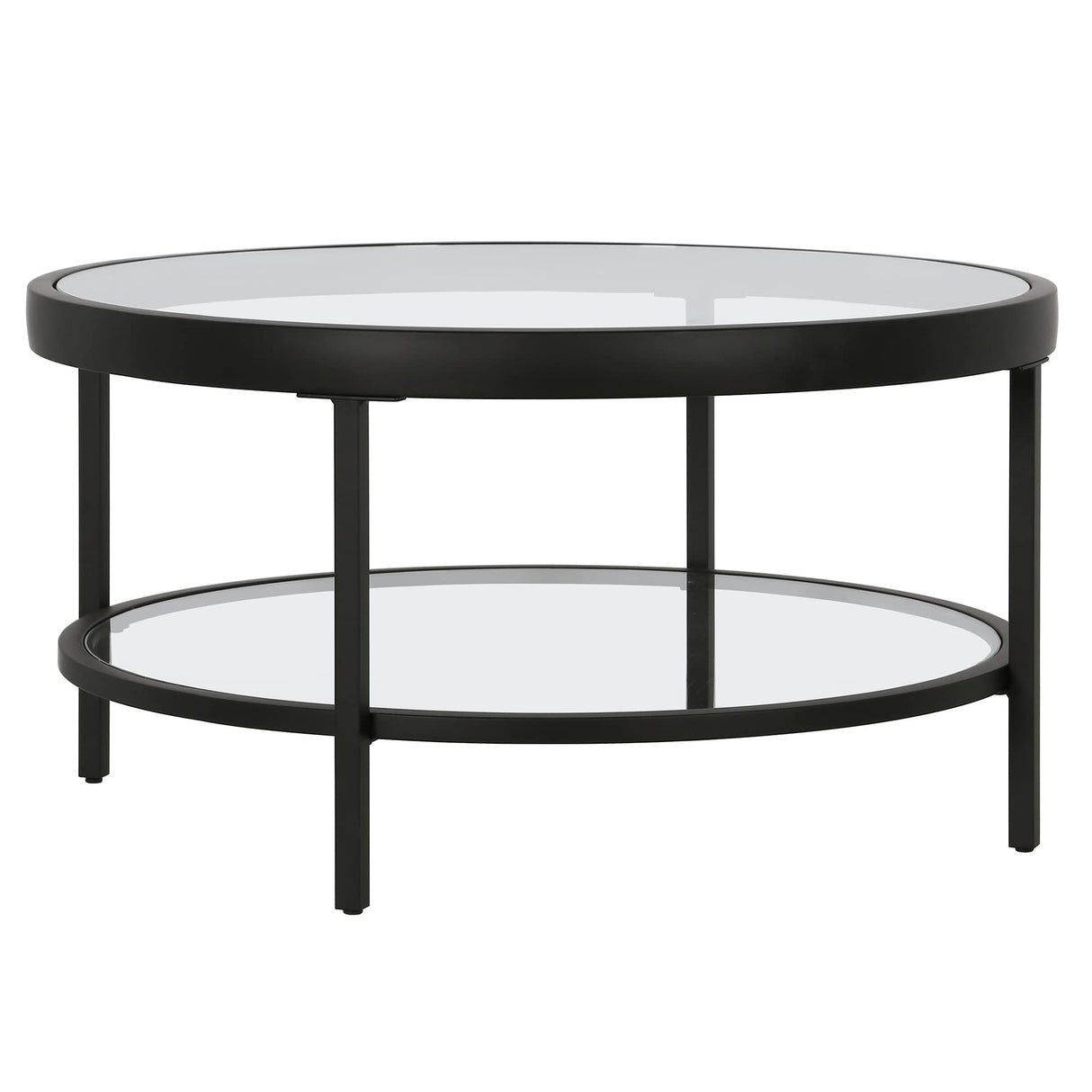 32" Wide Round Coffee Table in Blackened Bronze, Round Coffee Table for living room