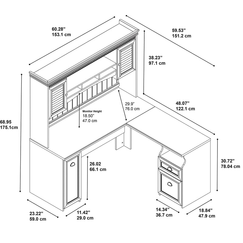 August Hill L-Shaped Home Office Desk, L: 59.06" x W: 58.74" x H: 29.25"