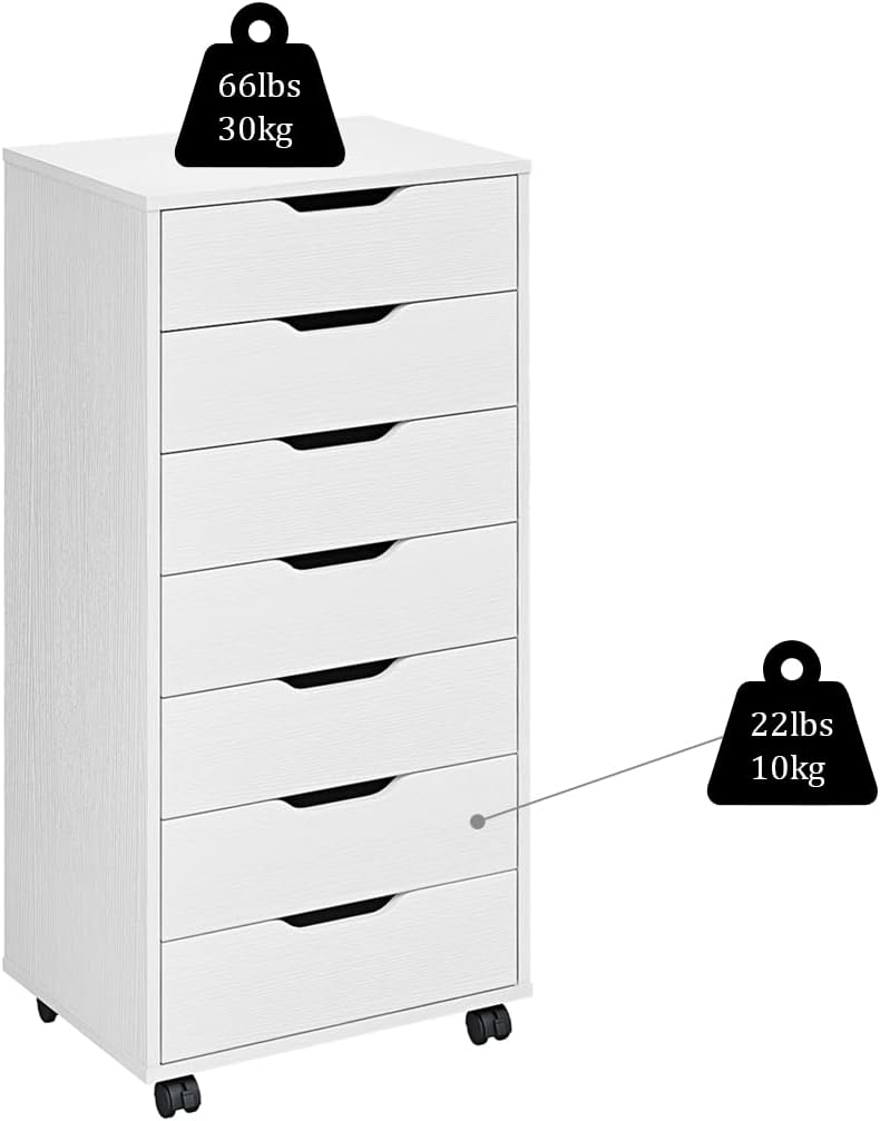 5/7 Drawer Chest, Wooden Tall Dresser Storage Dresser Cabinet with Wheels