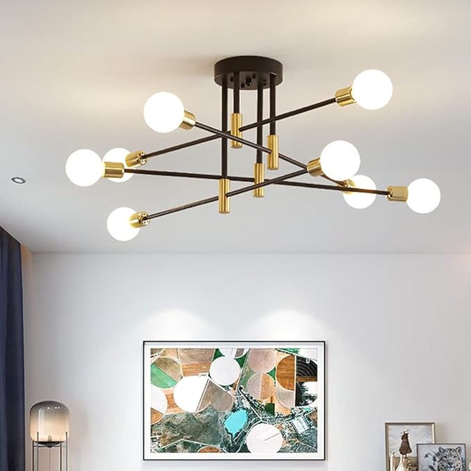 Gold Sputnik Chandeliers, Modern Chandelier for Dining Room, Mid Century Ceiling Lights
