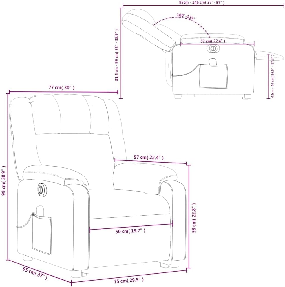 Electric Massage Recliner Chair - Cream Faux Leather Armchair with Power Lift, Reclining & Vibration Features for Living Room