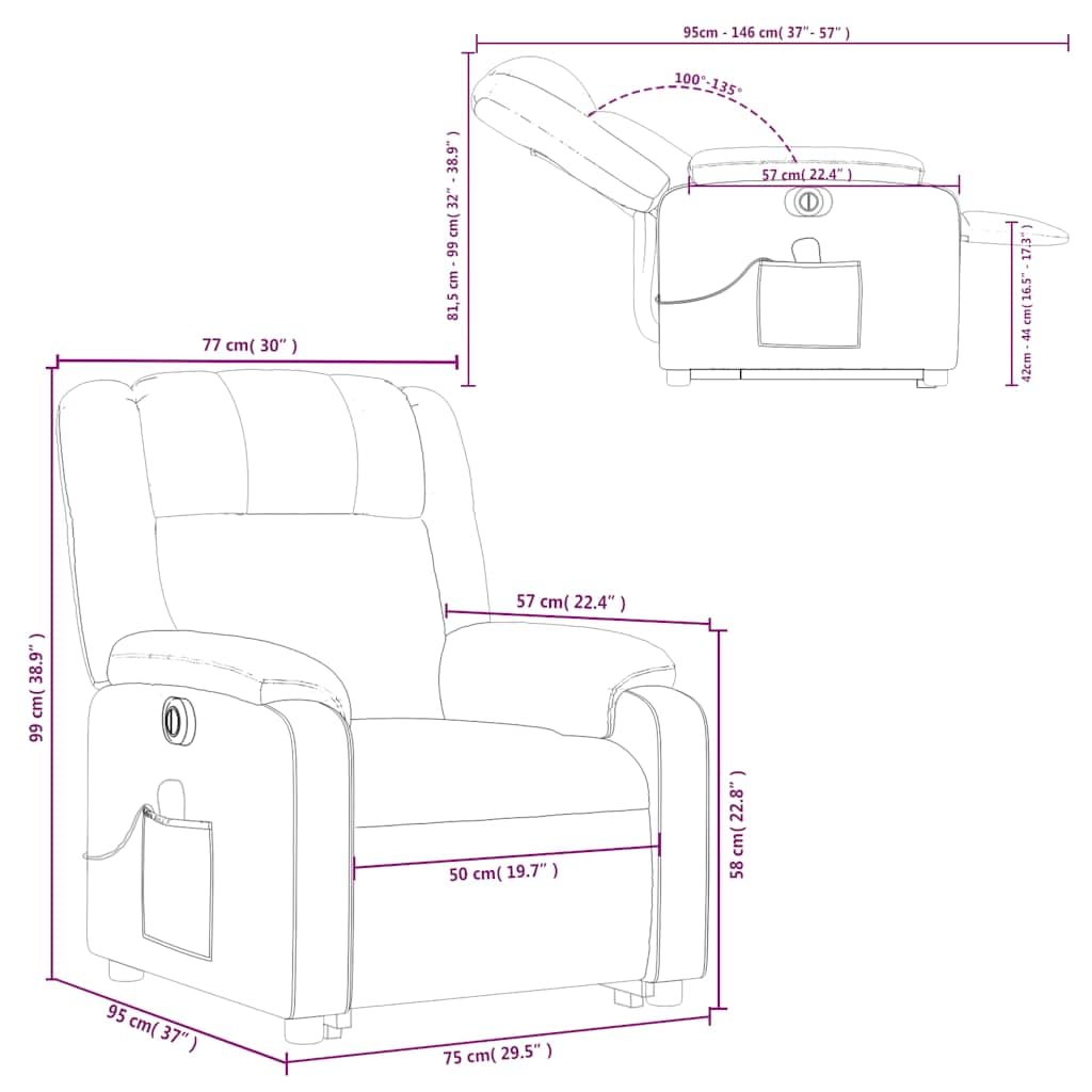 Electric Massage Recliner Chair - Cream Faux Leather Armchair with Power Lift, Reclining & Vibration Features for Living Room