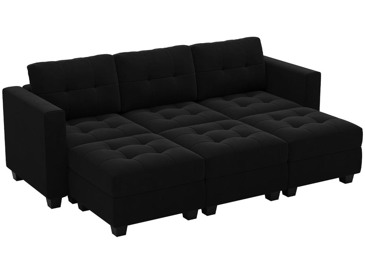 Modular Sectional Sleeper Sofa with Storage Velvet Sectional Couch with Chaise