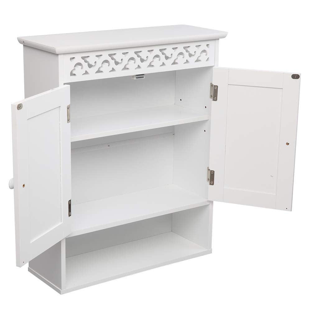 Bathroom Wall Cabinet Wood Medicine Cabinet, Multipurpose Home Kitchen Storage