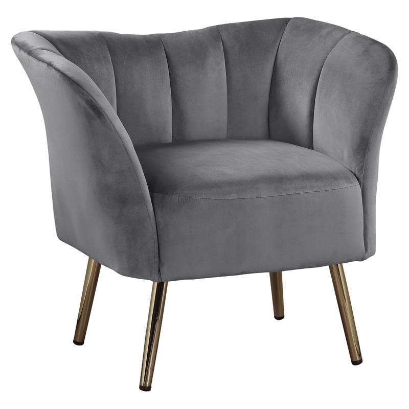 Tufted Upholstery Accent Chair in Gray and Gold