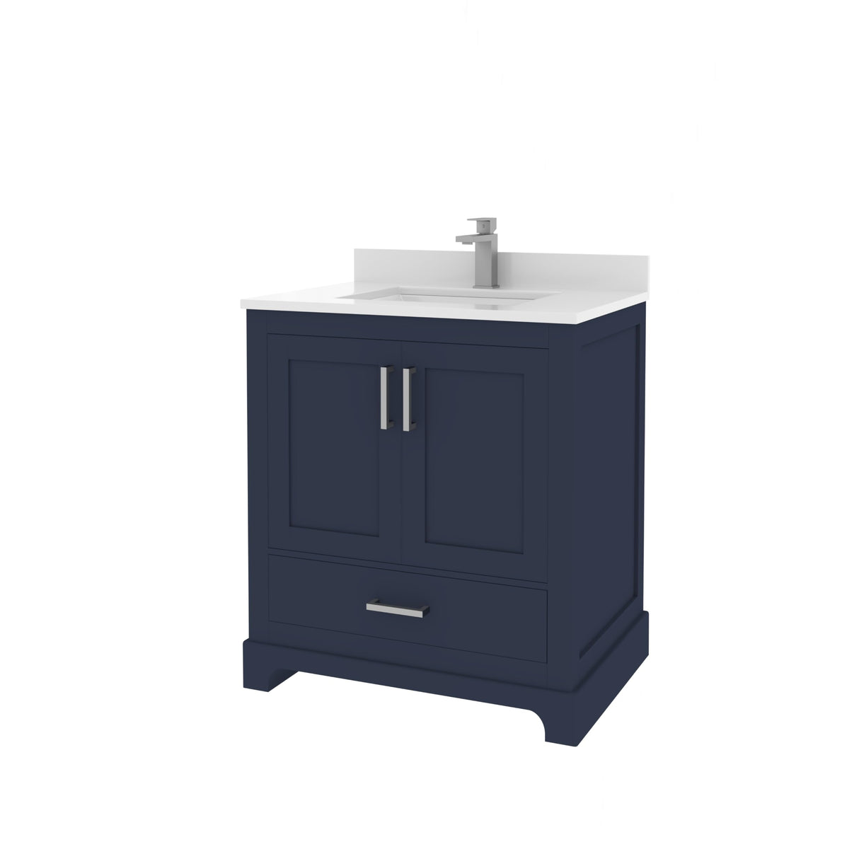 Ayna Decors Maya 30 inch Navy Blue Bathroom Vanity Set with Quartz Countertop