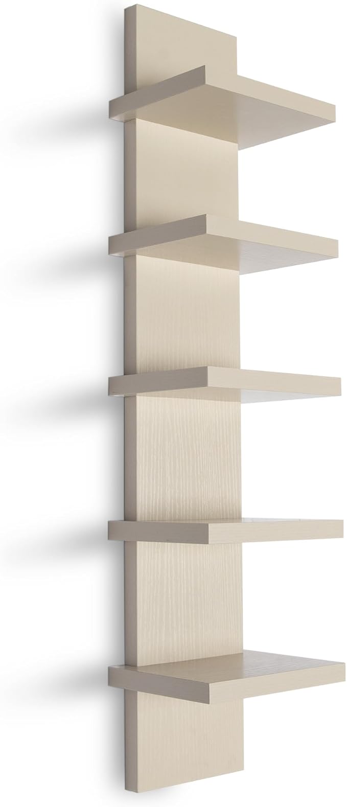 5 Tier Wall Shelf Unit,White Vertical Floating Shelf-Narrow Decorative Wall Mount Modern