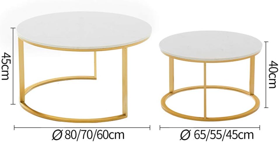 Modern Round Coffee Table Sets Marble Stacking Nesting Tables Wrought Iron Frame
