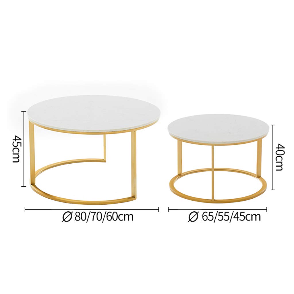 Modern Round Coffee Table Sets Marble Stacking Nesting Tables Wrought Iron Frame