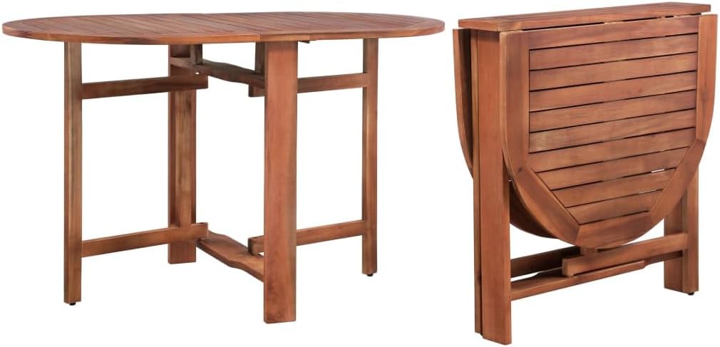 Solid Acacia Wood Patio Dining Table - Foldable Outdoor Furniture 47.2" Oval