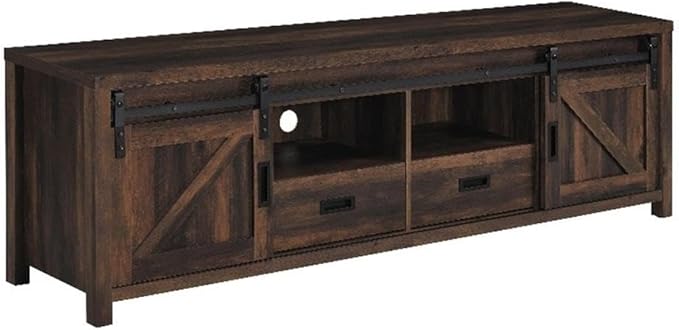 Madra Rectangular TV Console with 2 Sliding Doors Antique Pine