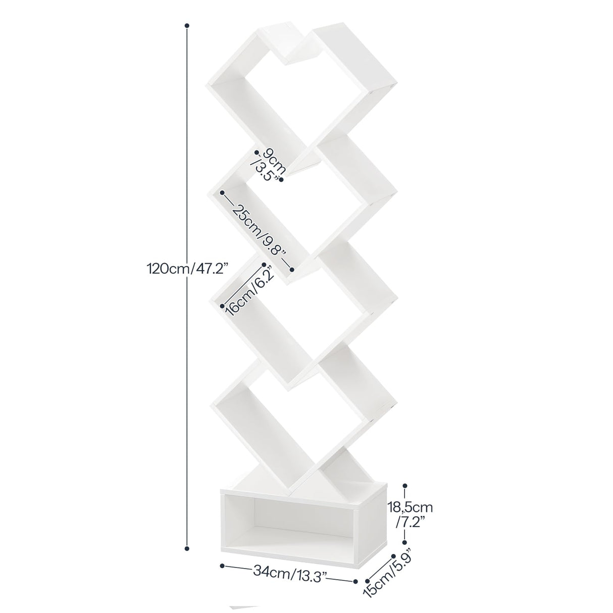 HOOBRO Bookshelf, 5-Tier Tree Bookcase, White Modern Heart Shaped Floor Standing Book Storage Rack for CDs in Small Space, Wooden Shelf for Study, Home Office, Living Room, Bedroom, White WT05SJ01