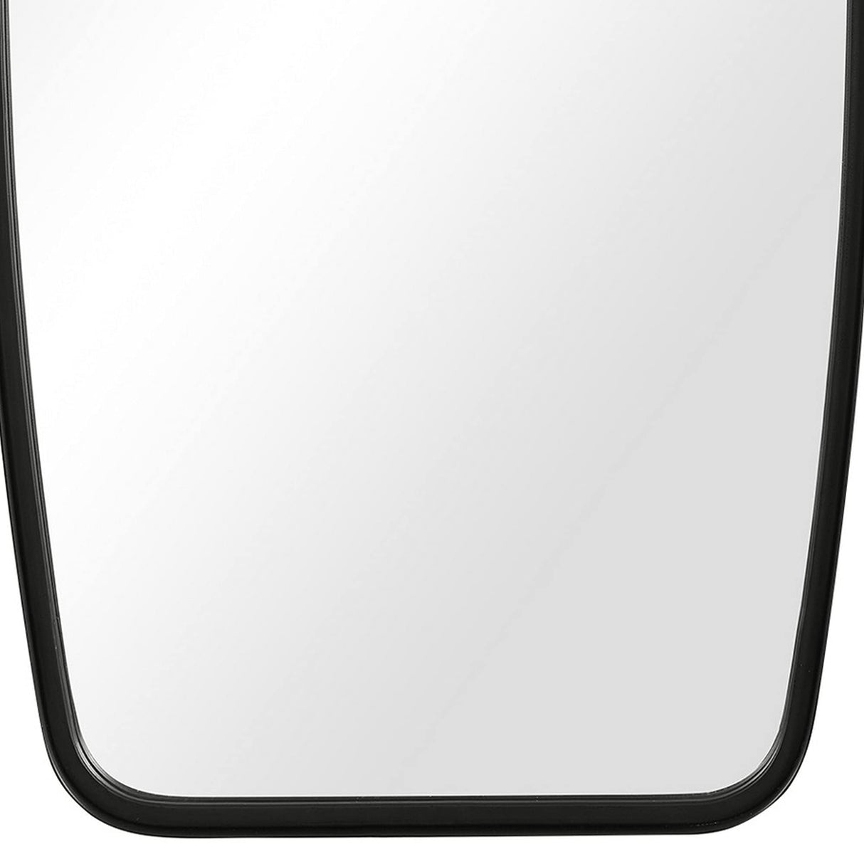 Rectangular Metal Frame Mirror with Curved Edges, Black
