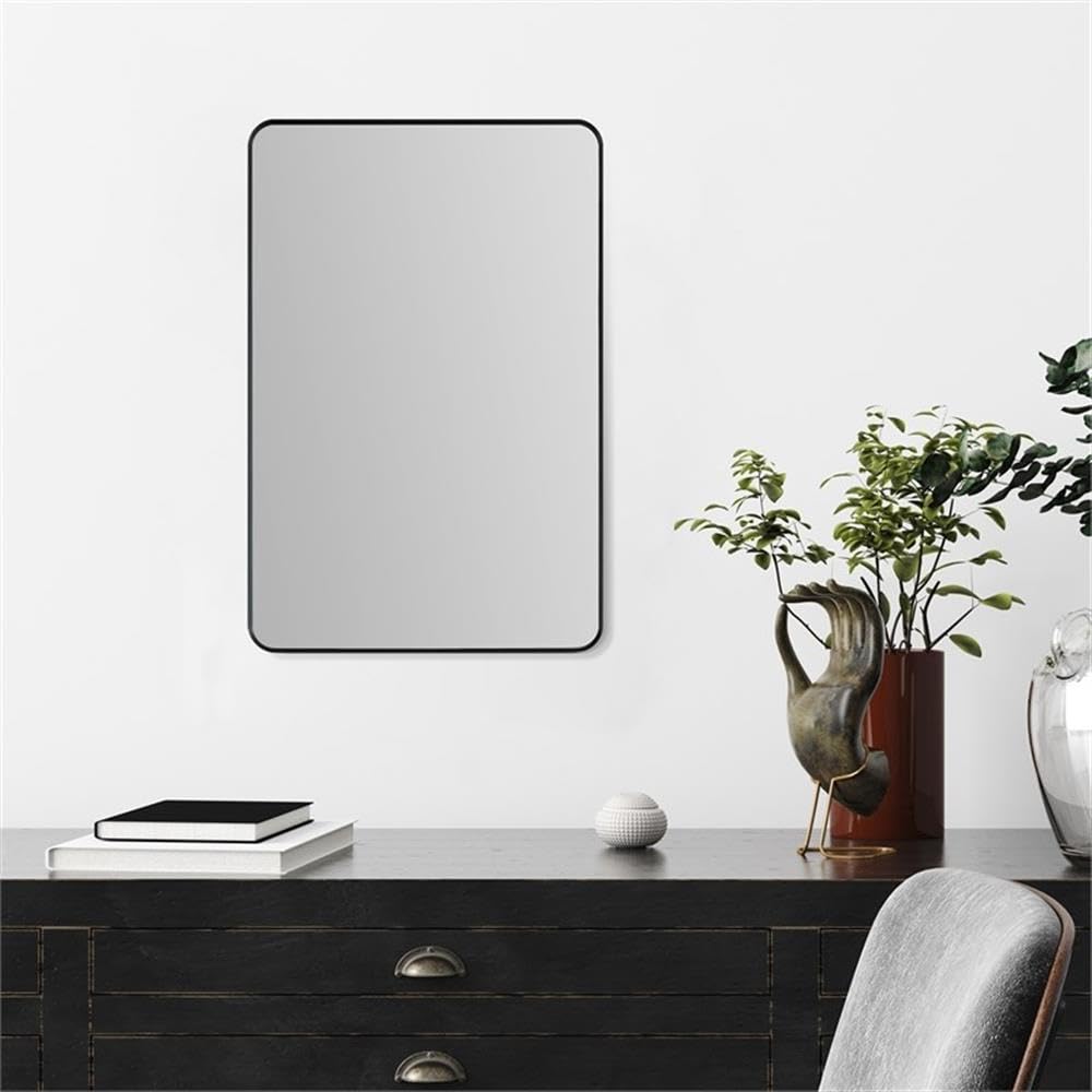 Nettuno 24" Bathroom/Vanity Matte Black Aluminum Framed Wall Mirror