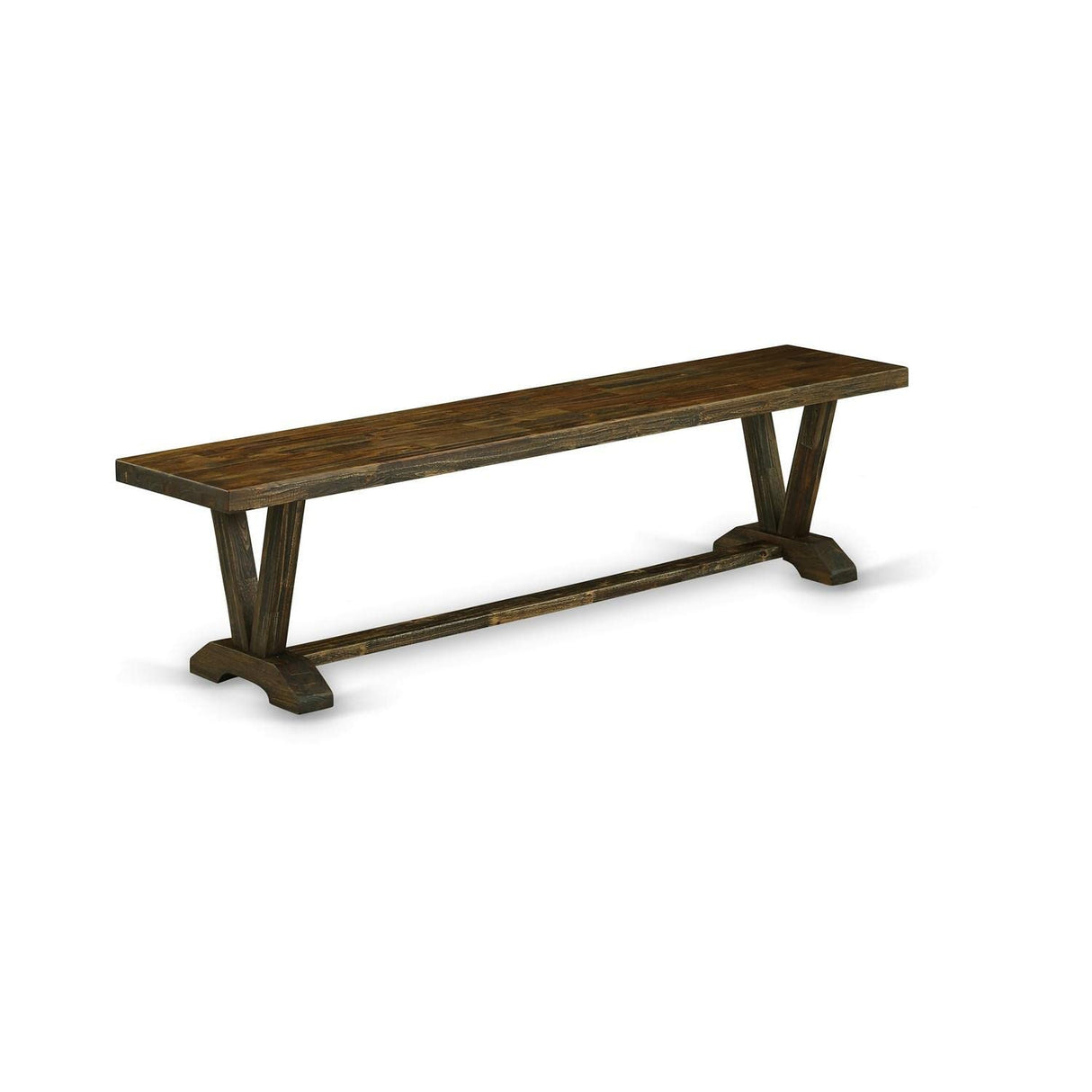V-Style Dining Bench with Wooden Seat