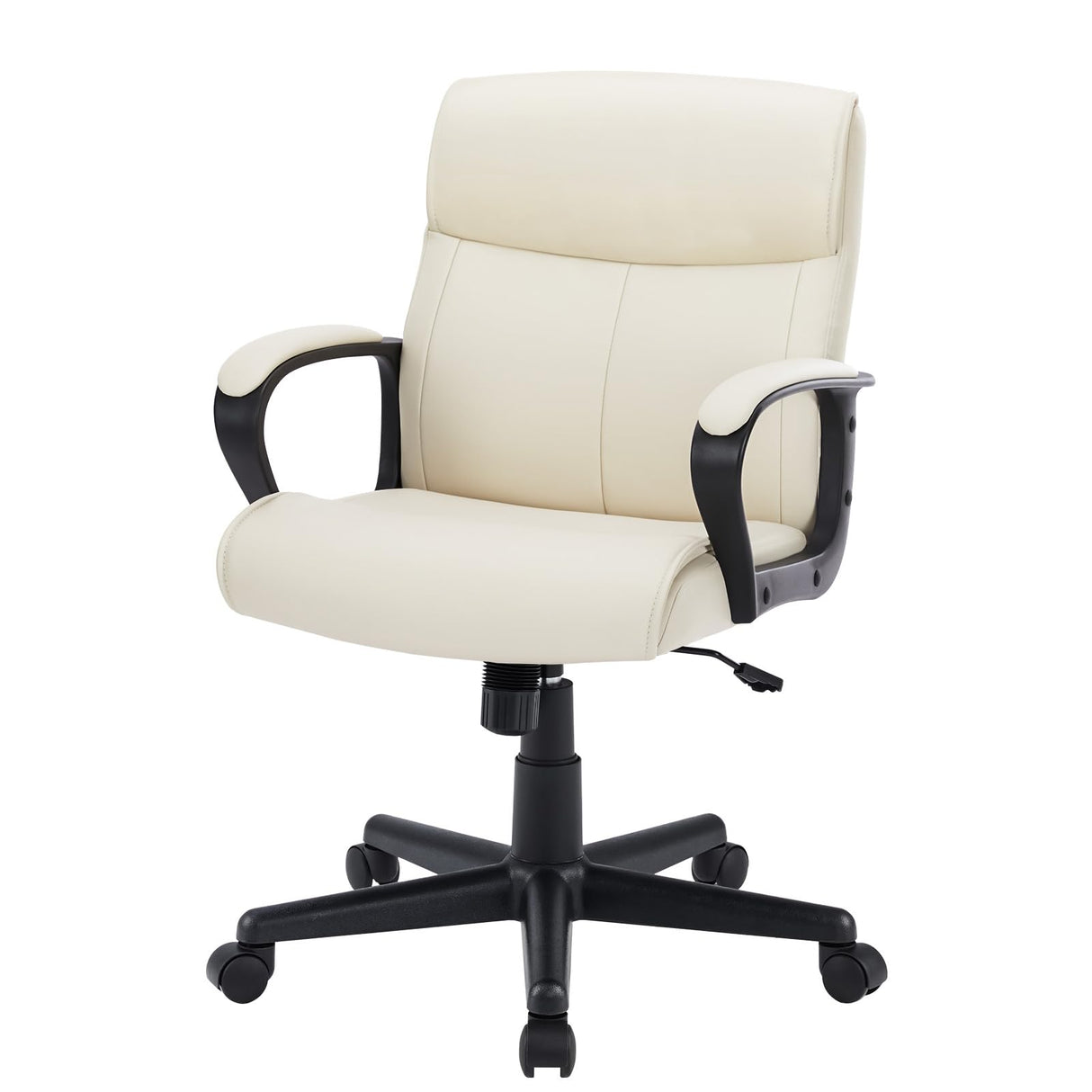 Home Office Desk Chair with Armrests, Adjustable Height, Lumbar Support - PU Leather