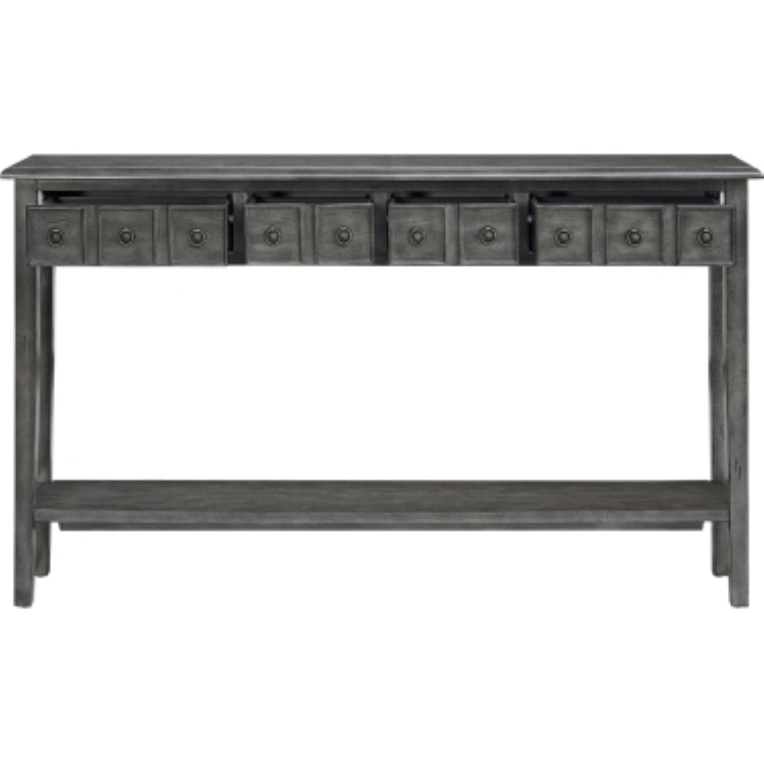 Linon Sadie Long Wood Console Table in Gray