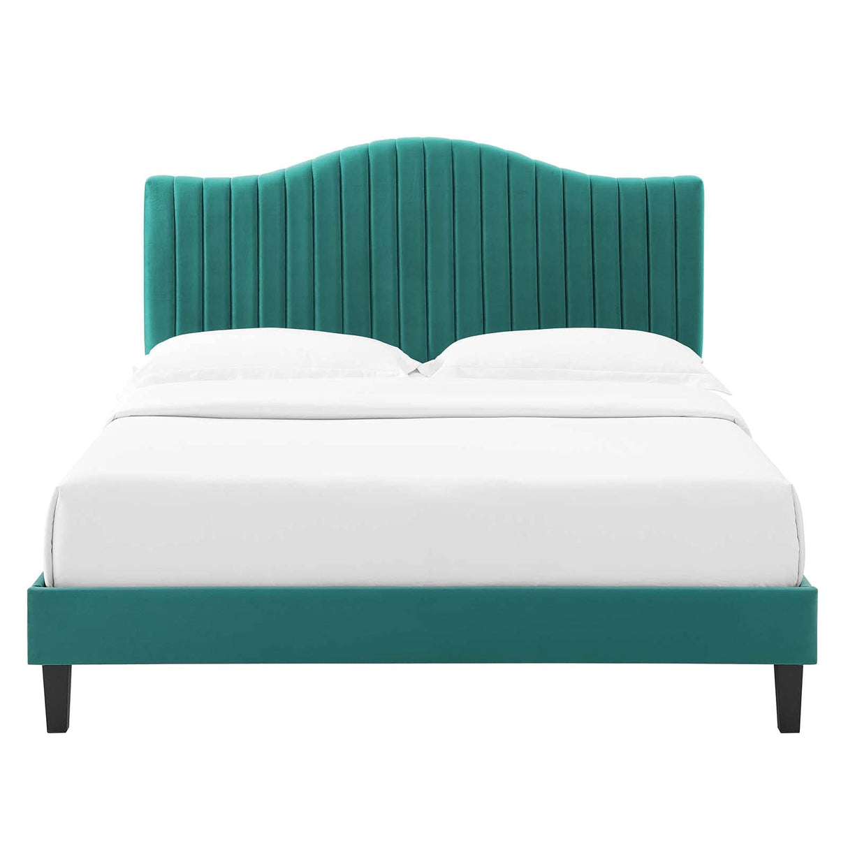 MOD-6747-TEA Juniper Channel Tufted Performance Velvet Full Platform Bed, Teal
