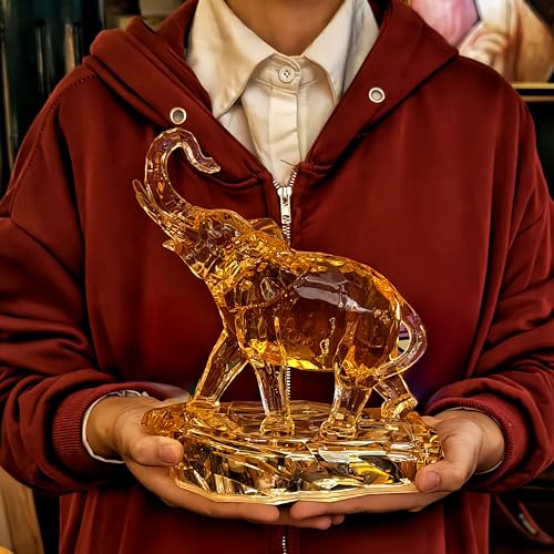 Amber Acrylic Elephant Figurine Luck Elephant Auspictious Feng Shui Elephant