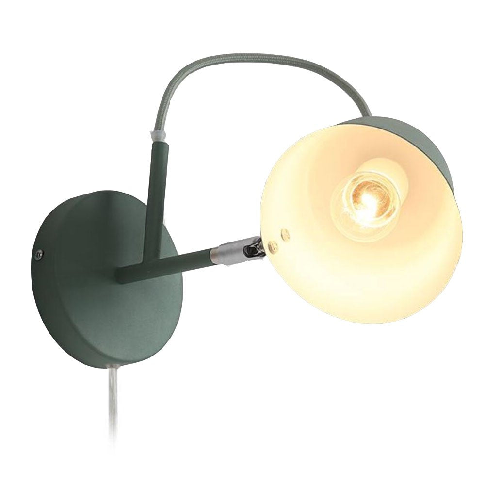 Modern Green Adjustable Ceiling/Wall Spotlight with Practical Plug, Cable and Switch