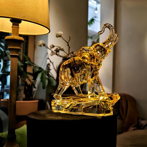 Amber Acrylic Elephant Figurine Luck Elephant Auspictious Feng Shui Elephant