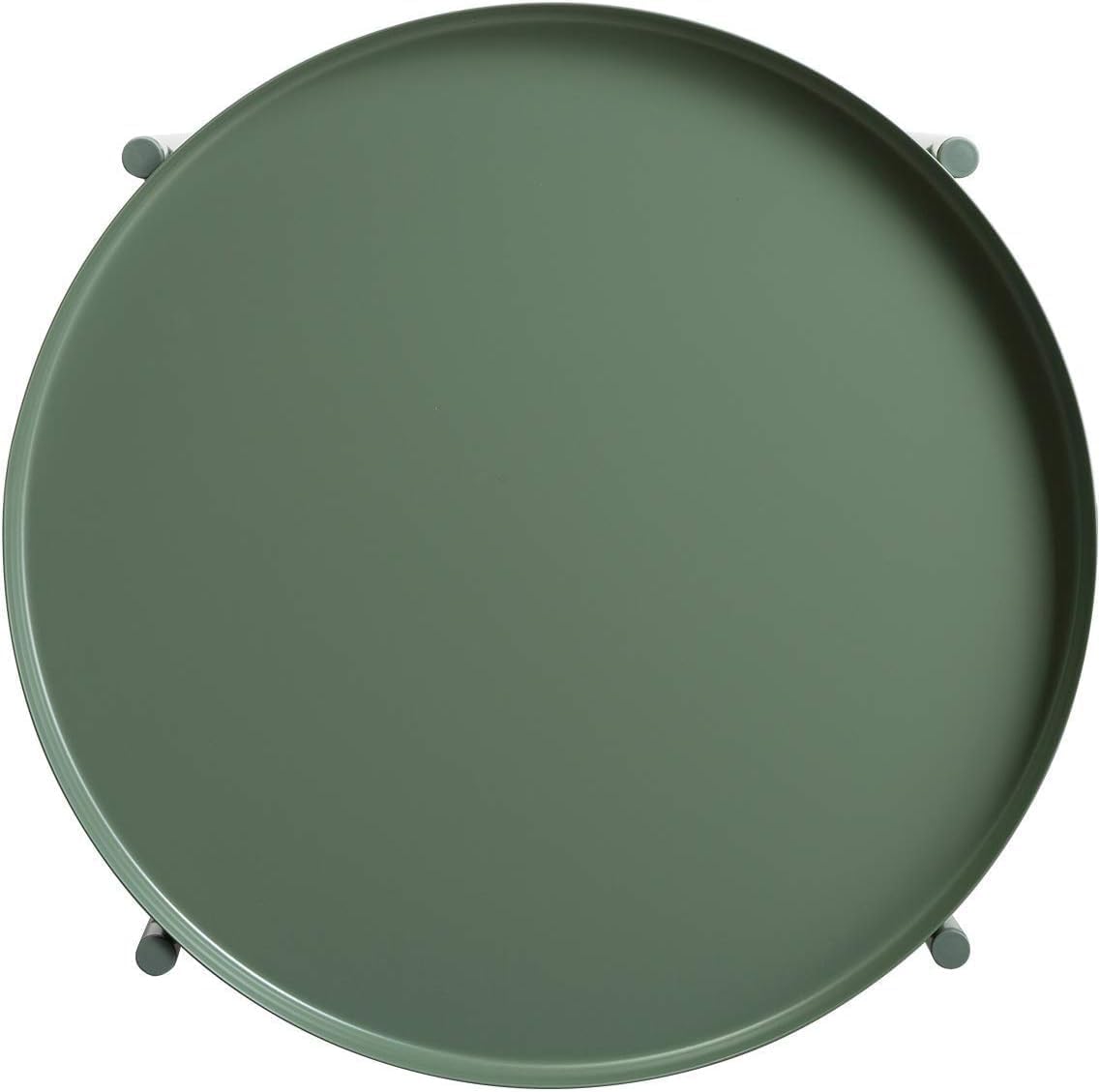 End Table,Folding Round Metal Side Table Waterproof,Round End Table with Removable